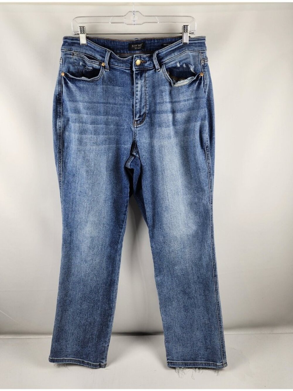 Judy Blue Jean Women Plus 16W Blue Parkersburg Mid Rise Dad Straight Denim 34x31